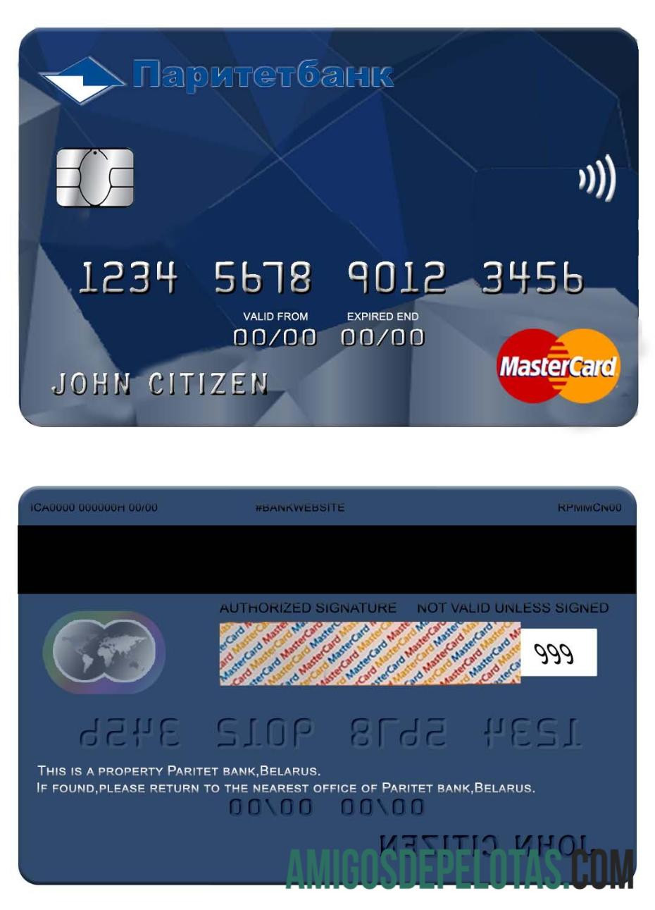 Bielorrússia Parity Bank Mastercard amostra